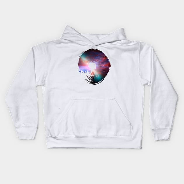 Paint brush stroke enso galaxy whoosh Kids Hoodie by Blacklinesw9